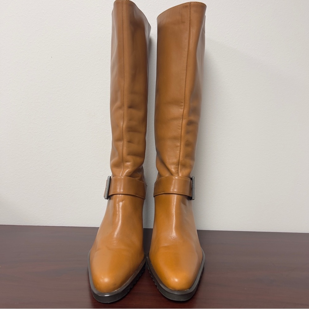 Franco Sarto Tall Leather Riding Boots in Tan Cognac